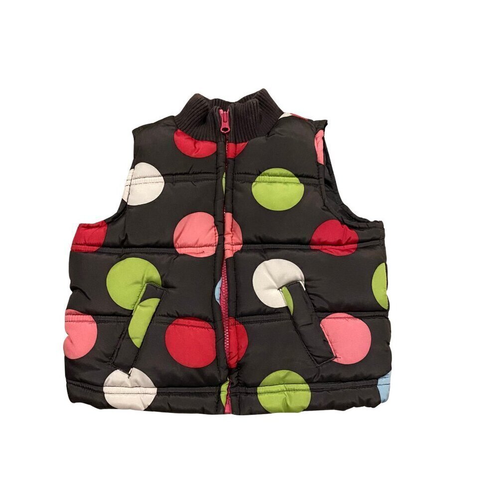 Crazy 8 Baby Girl's Brown Polka Dot Puffer Vest - Size 6-12 months - Like New!